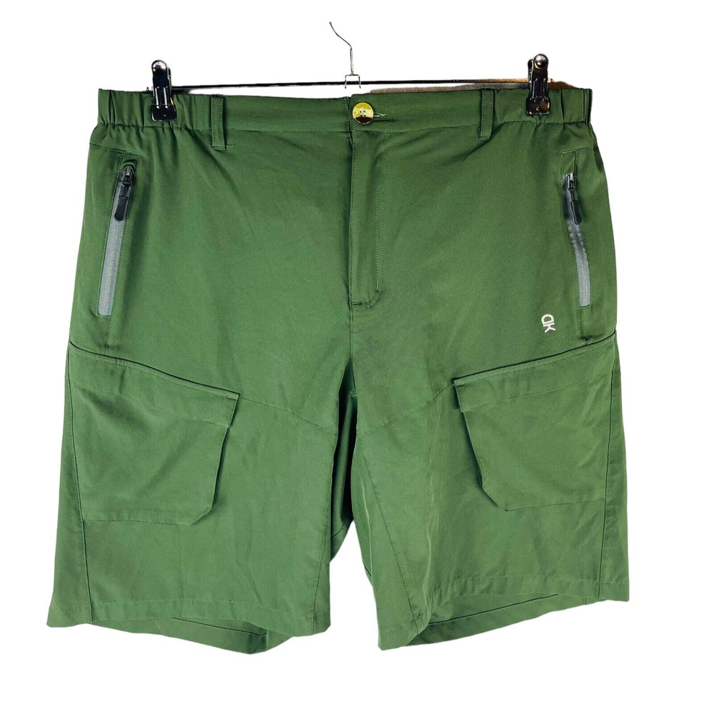 Green Cargo Shorts with Zip Pockets